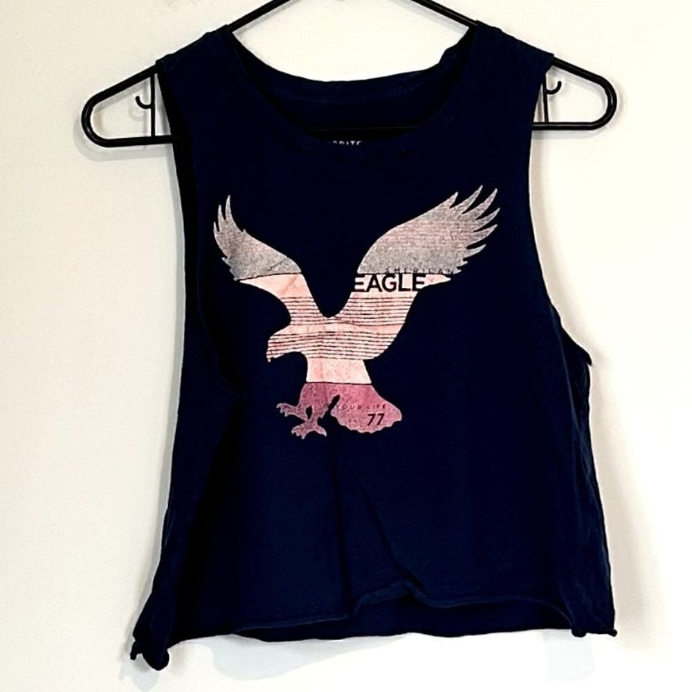American Eagle Navy Blue Cropped Tank - Extra Small